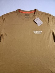 Patagonia Shirt Men’s Large Bobcat Brown Short Sleeve Cotton For Change New, NWT