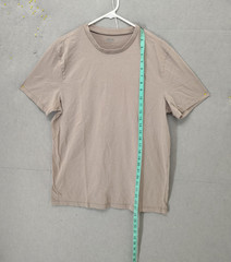 Asos Men Shirt Medium Beige 100% Cotton Short Sleeve Crew Neck Regular Fit Tee