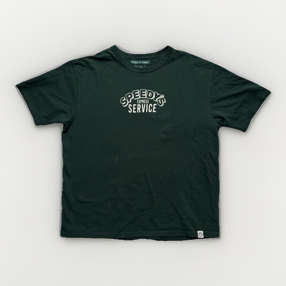 Free Planet Shirt Mens Relaxed Fit L Green Tee Crewneck Casual Tee Turtle Skater