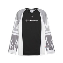 PUMA Bmw M Motorsport Graphic Crew Neck Long Sleeve T-Shirt Mens Black Casual To