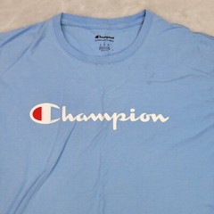 Champion Shirt Mens Large Blue Cotton Crew Classic Spellout Logo Unisex Adult*