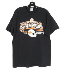Black TWILL 2012 TOSTITOS FIESTA BOWL OKLAHOMA STATE COWBOYS CHAMPIONS T-Shirt L