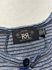 RRL Double RL Ralph Lauren Henley T Shirt Striped Indigo Knit S/S Size Small