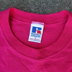 Vintage Russell Athletic Rose Pink Blank 100% Combed Cotton Pocket Shirt Large