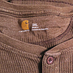 Carhartt Men’s Brown Waffle Knit Henley T-Shirt Solid 3XL Big & Tall