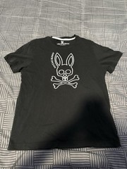 Psycho Bunny Men’s Black Pima Cotton Graphic Logo Crew Neck T-Shirt Size 4