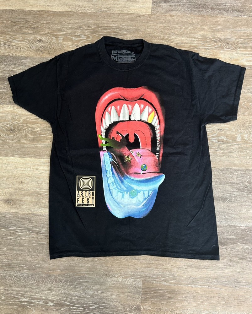 Travis Scott Astroworld Fest 2021 Mouth shirt black size medium
