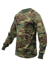 Shirt Long Sleeve Men’s Woodland Camouflage All Season S, M, XL