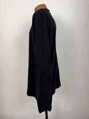 Vintage Ribbed Mock Neck Shirt Men XL Stretchy Minimal Preppy Black Rayon Cotton
