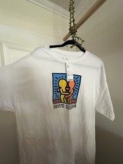 Keith Haring Men’s XL White Cotton Short Sleeve Crew Neck Graphic Print T-Shirt