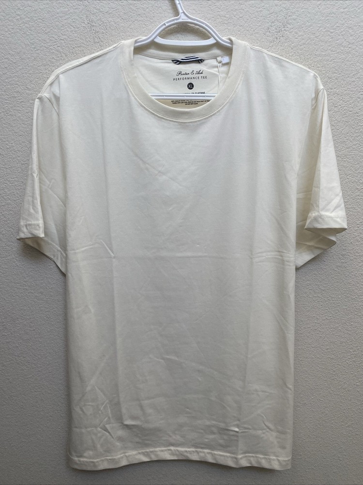 NEW Porter & Ash Performance Tee Off White Beige Crew Neck T-Shirt NWT XL
