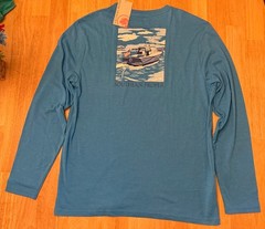 NWT Southern Proper Mens Malibu Blue Lightweight Tee with Boating Scene, M