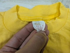 Vintage 70s Single Stitch Shirt Mens Large Yellow Surfer Graphic Double Sided