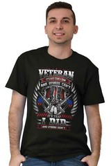 Veteran American Flag Patriotic Military Mens Casual Crewneck T Shirts Tees