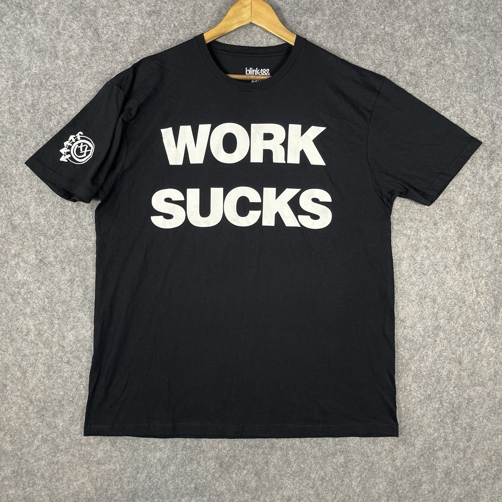 Blink 182 2024 Concert Work Sucks I Know T-shirt Mens XL Black Cotton Punk Tour