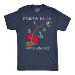 Mens Funny T Shirts Fragile Balls Handle With Care Sarcastic Christmas Tree