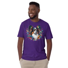 Colorful Splash Papillon Dog T-Shirt | Unisex Softstyle | Vibrant Graphic Tee