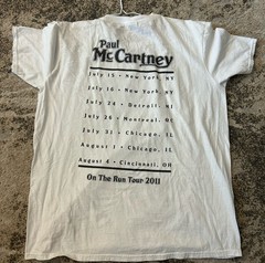 Paul McCartney 2011 On The Run Tour Shirt Large White Double Sided Concert