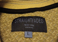 Lg Straight Faded New York Brown Waffle Pattern AOP Faux Pocket T Shirt
