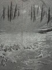 Vintage Habitat Wilderness Misprint T shirt L All Over Print Landscape Sketch
