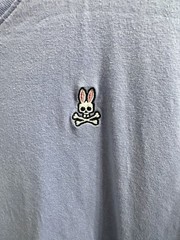 Psycho Bunny Mens Lavender Blue Pima Cotton V-Neck Logo T-Shirt Size 5