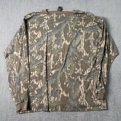 Vintage 80s ACE Sportswear Leaf Camo Camouflage Long Sleeve Pocket T-shirt 2XL