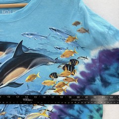 Vintage Liquid Blue Shirt Mens XL Blue Dolphin Sea Life Tie Dye Graphic 2000
