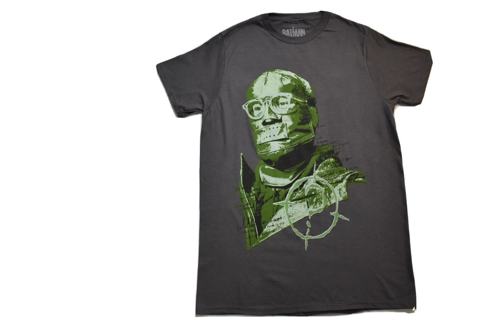 DC Comics The Batman Mens The Riddler Mask Charcoal Shirt NWT S-3XL
