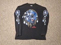 Vintage 90s Easyriders Wolf Biker Shirt Long Sleeve Motorcycle M Nature Native