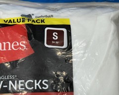 NWT HANES Men’s V-Neck 6-Pack White Under Shirts New Tags Essential Small