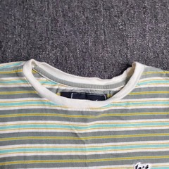 Lost Enterprises T Shirt Men Sz Small Teal Gray Striped Short Sleeve Surf Skate