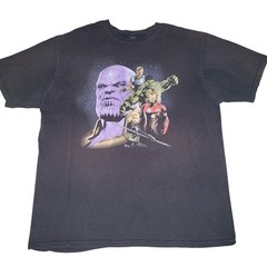 Marvel Avengers Infinity War Mens XL Black Thanos Hulk Iron Man Graphic T-Shirt