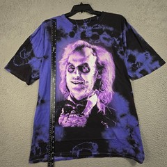 Beetlejuice Tie Dye Shirt Mens 2XL XXL Blue Distressed Classic Movie Retro NWT