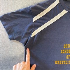 VTG 70s Ohio State Wrestling T Shirt Mens XL 20×27 Blue Champion Blue Bar