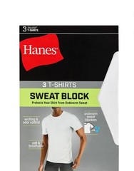 Hanes Men’s Sweat Block T-Shirt, Crewneck, White, 3-Pack