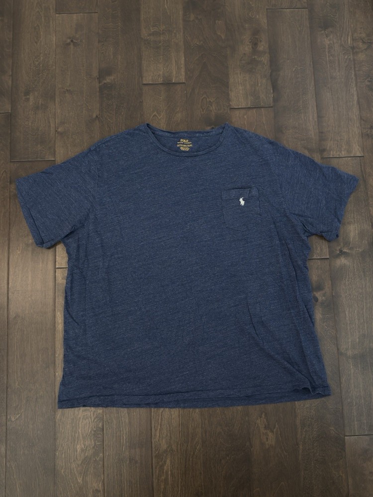 Polo Ralph Lauren Mens Size 3XLT Blue Crew Neck T-Shirt White Pony Short Sleeve