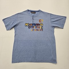 Kappa Mens T-Shirt Blue Graphic Henley Size XL Regular Cotton Jersey
