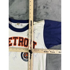 Vintage Detroit Tigers Trench MLB Tee Autographed 80s Size S 34-36 SIGNED RARE