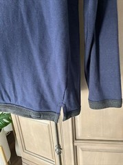 New Mens Alex Cannon Blue Grey Contrast Collar Viscose Cotton Long Sleeve Top L