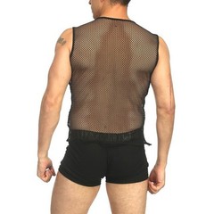 Mens,Tank Top Mesh Fishnet String Vest Sleeveless See Through Slim Sport-Shirts