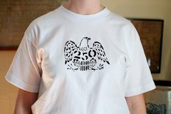 American 250 Union Made in the USA 100% Cotton Hand-Stenciled Eagle T-Shirt Vtg