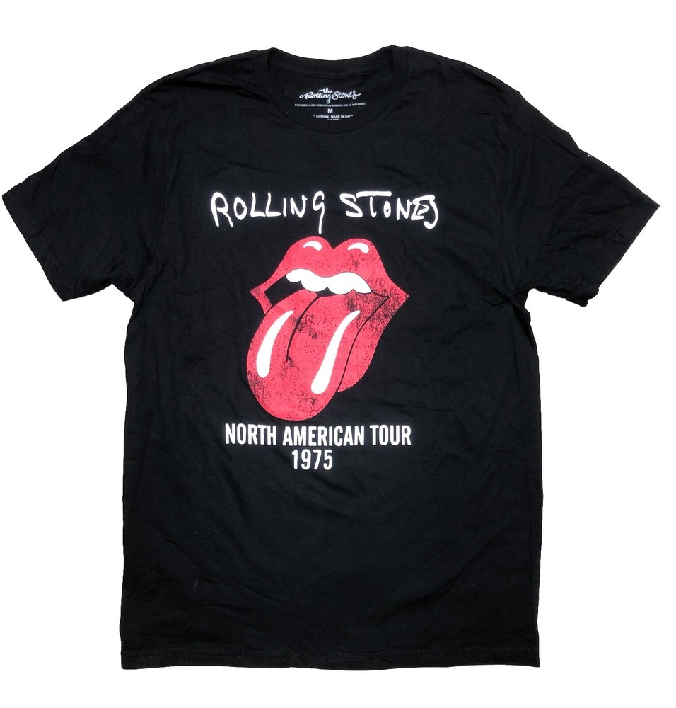 The Rolling Stones T Shirt M Black North American Tour 1975 Signature Logo NEW