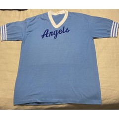 Vintage Angels Coach Shirt Mens XL Blue V Neck Baseball Jersey Gulf Coast 80s