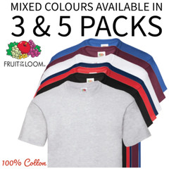 mens fruit of the loom t shirts 5 3 Pack Unisex Plain Cotton Bulk T-Shirt Mixed