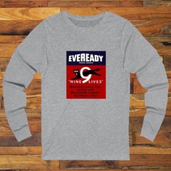 Eveready Retro Battery Black Cat Nine Lives Men’s Gray S-3XL