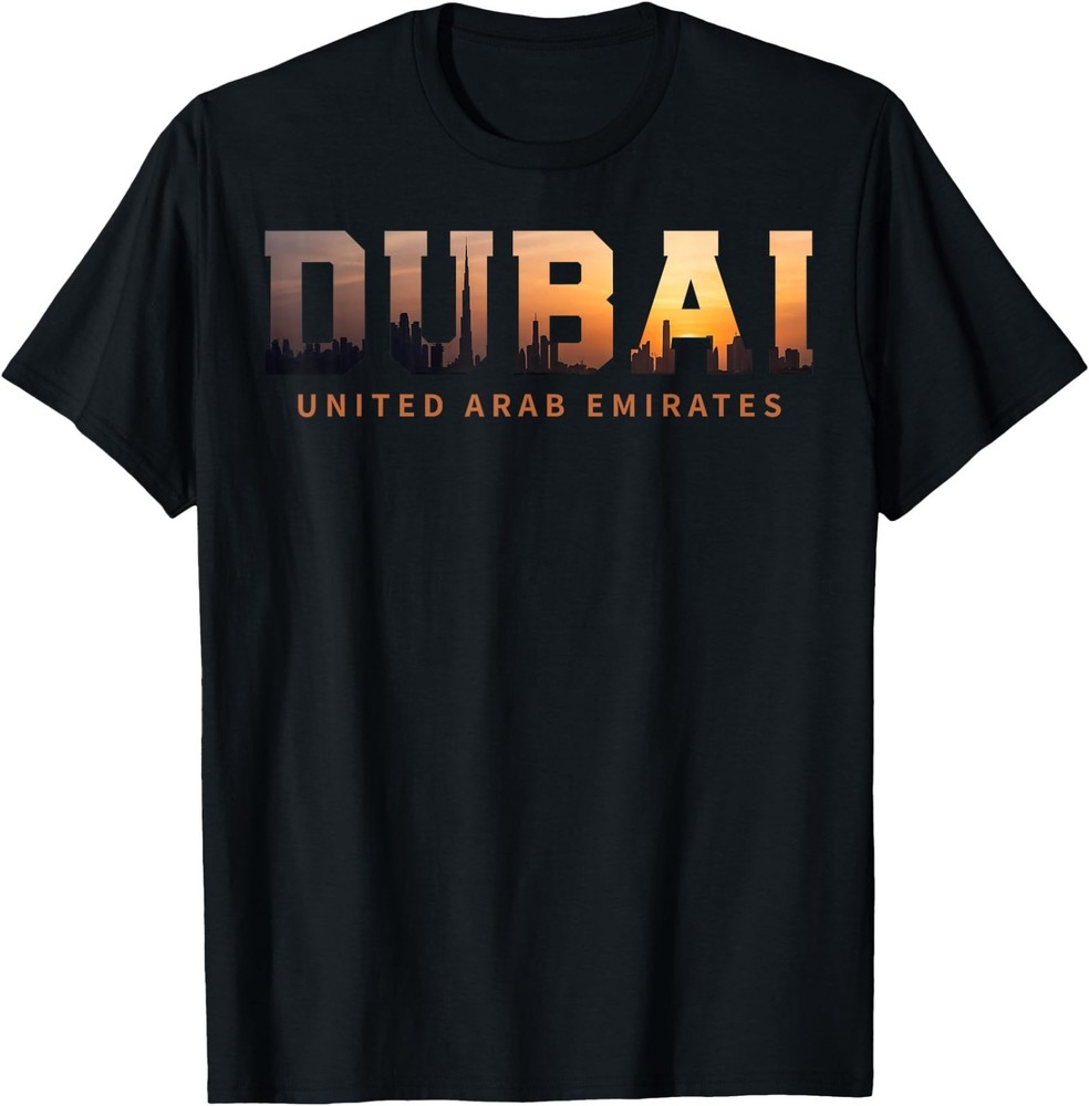 Vintage Dubai UAE Iconic Skyline Silhouette Souvenir T-Shirt