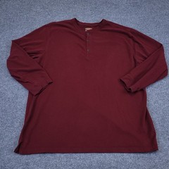 Foundry Henley T Shirt Mens 2XLT Burgandy Heavyweight 3 Button Cotton Round Neck