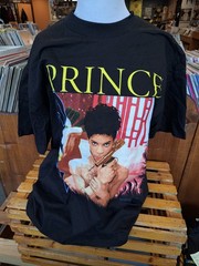 Prince -1992 portrait with mic / albums titles – vintage Brokum XL offifical