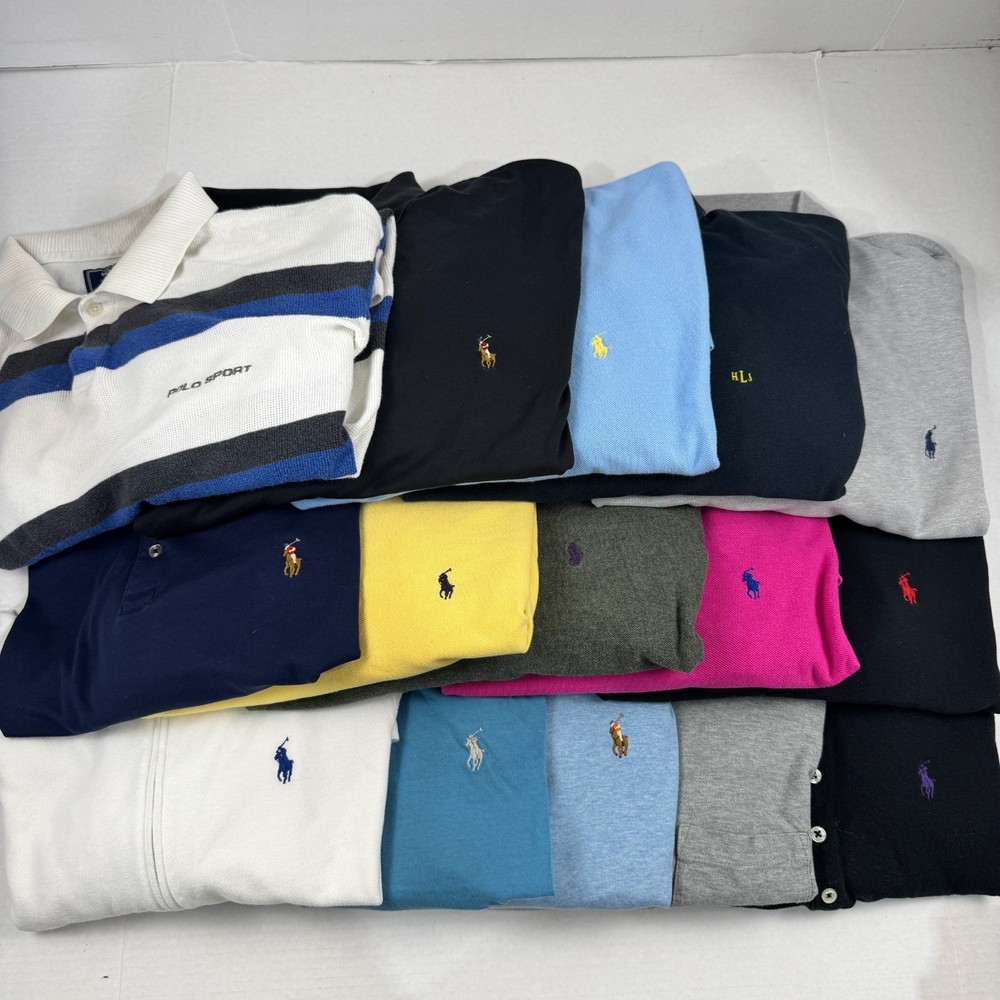 Wholesale Lot of 15 Ralph Lauren Men’s Long Sleeve Polo(Assorted Sizes)