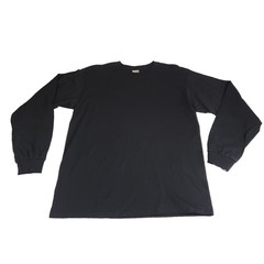 Anvil Men’s Large Heavyweight Black Long Sleeve T-Shirt Ribbed Cuffs / Crew Neck